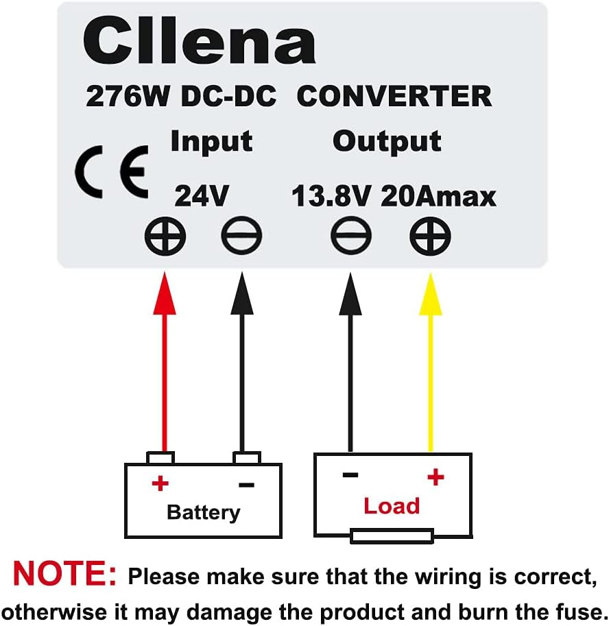 DC 24V Step down to 13.8V 20A 276W Converter Voltage Regulator, Waterproof DC/DC Voltage Reducer Buck Transformer Power Supply for Golf Cart
