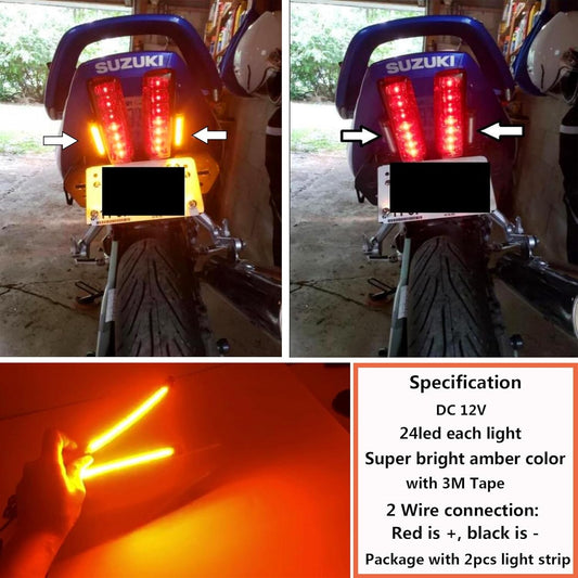 2Pcs 10CM Amber Led Strip Motorcycle Turn Signal Lights,Univers