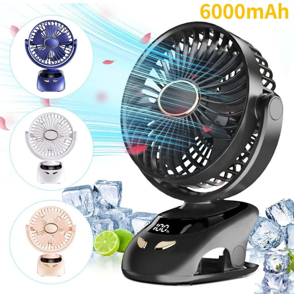 Small Desk Clip on Fan, Portable Personal USB Clip Fan for Home Office Travel Bed Stroller Camping Outdoor Golf Cart Fan