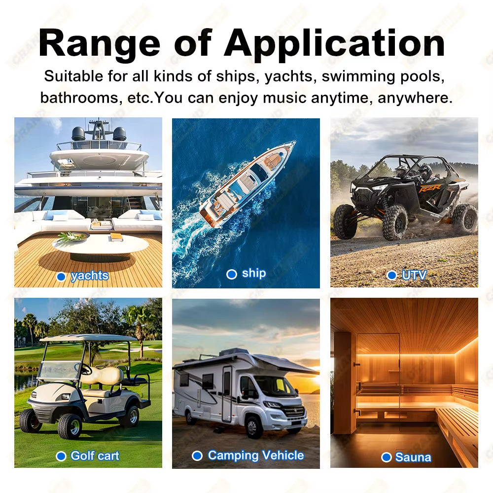 6.5 Inch Marine Speakers 1PCS 120W Waterproof Weather Resistant Stereo Boat Speakers for Yachts Golf Cart ATV UTV Ship Sauna