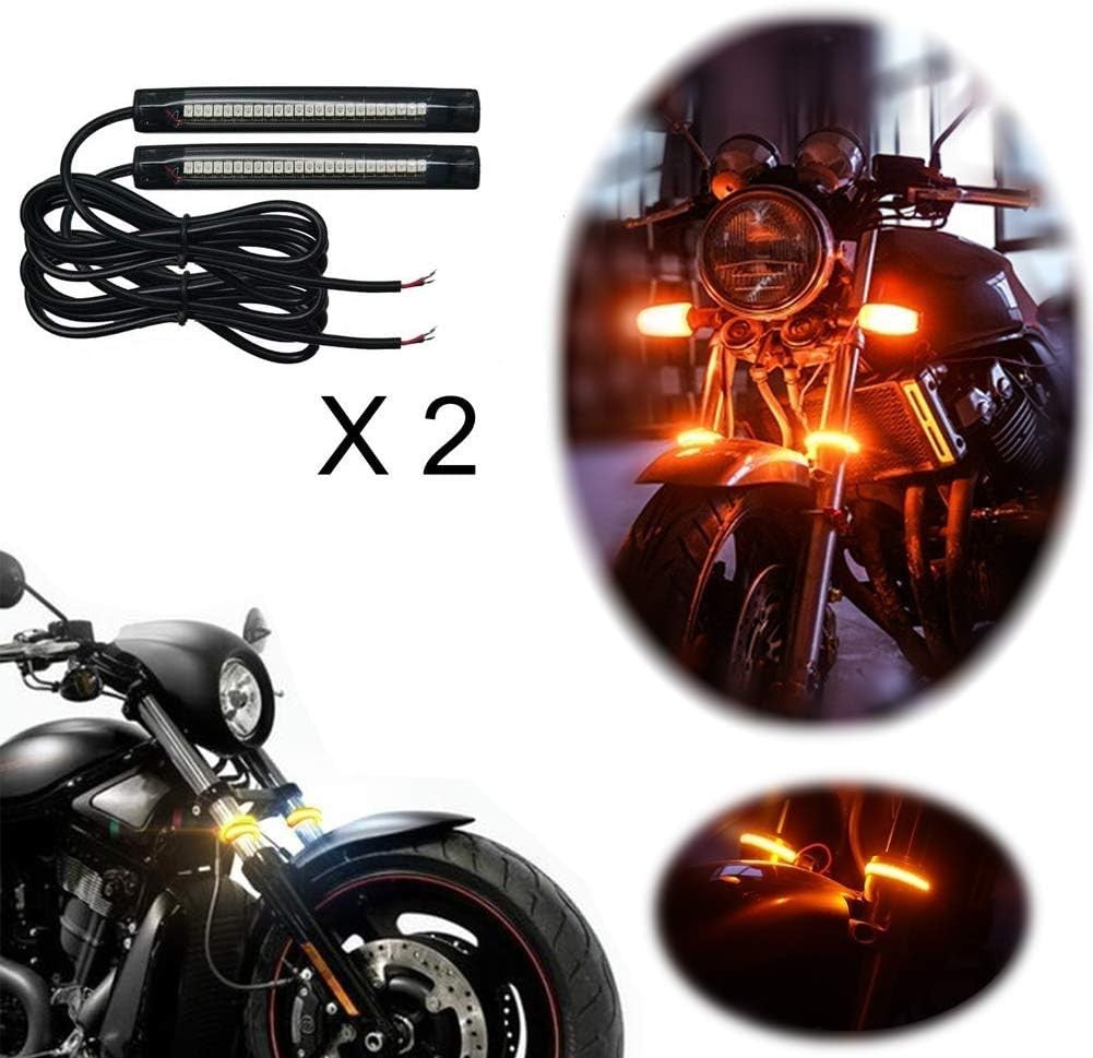 2Pcs 10CM Amber Led Strip Motorcycle Turn Signal Lights,Univers