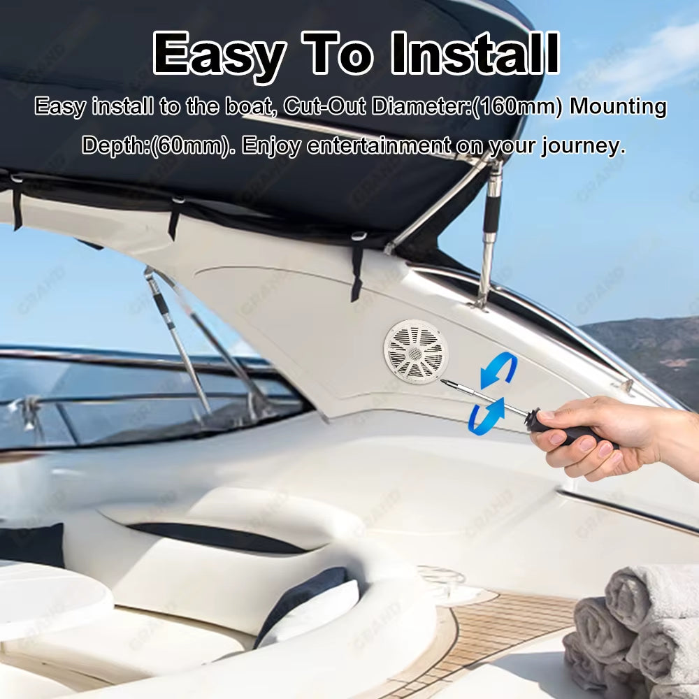 6.5 Inch 1PCS 60W Marine Speakers Waterproof Weather Resistant Stereo Boat Speakers for Yachts Golf Cart ATV UTV Ship Sauna