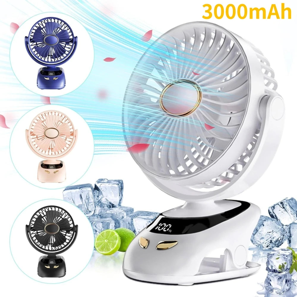 Small Desk Clip on Fan, Portable Personal USB Clip Fan for Home Office Travel Bed Stroller Camping Outdoor Golf Cart Fan