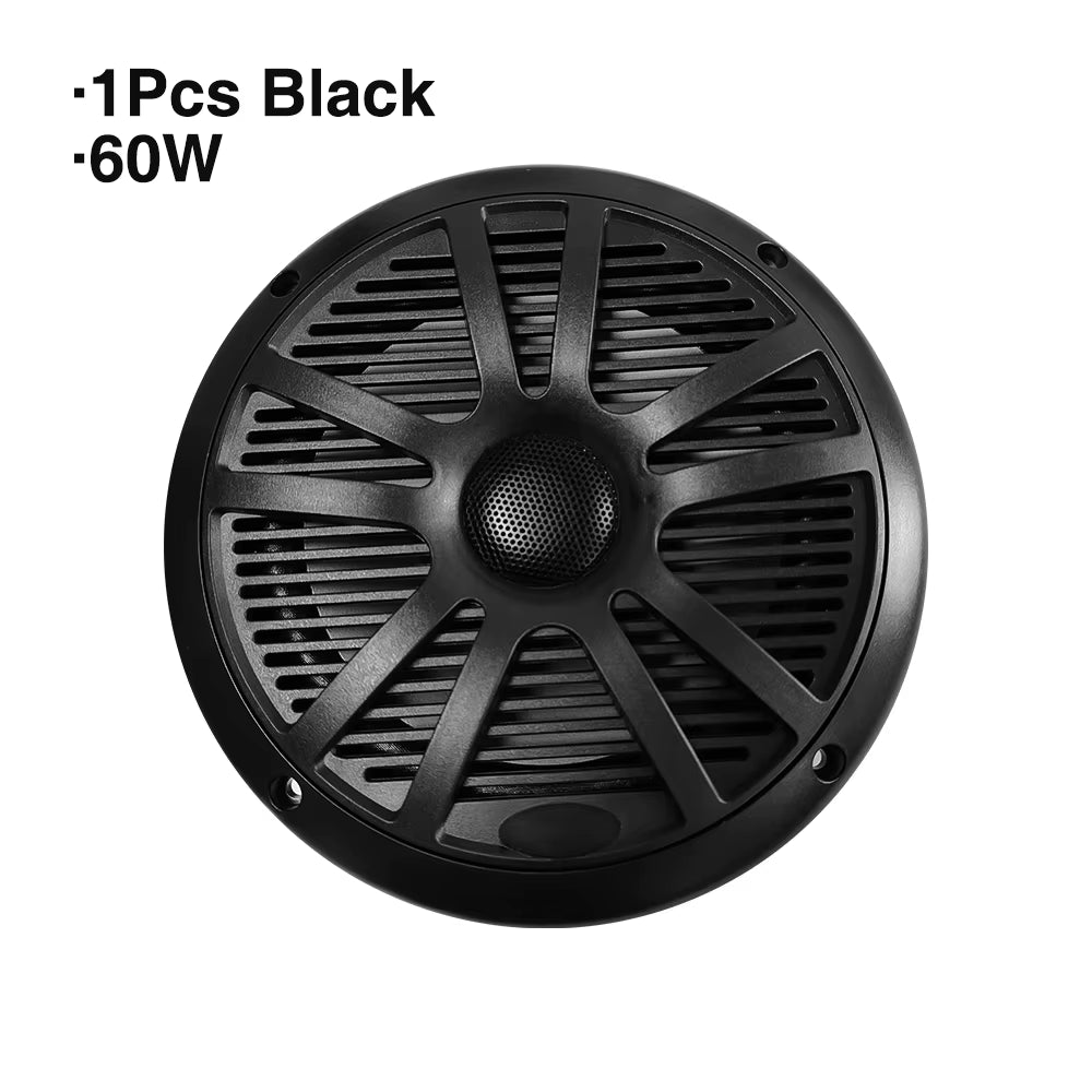 6.5 Inch 1PCS 60W Marine Speakers Waterproof Weather Resistant Stereo Boat Speakers for Yachts Golf Cart ATV UTV Ship Sauna