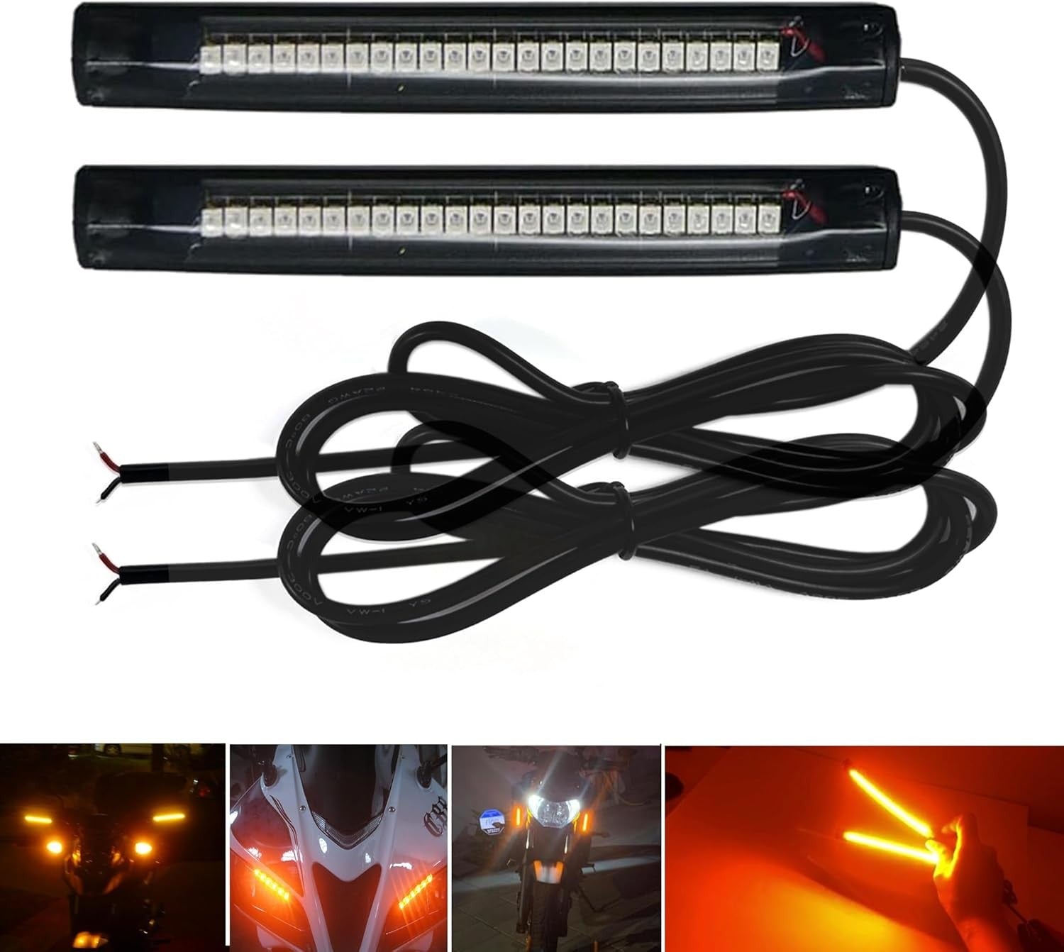 2Pcs 10CM Amber Led Strip Motorcycle Turn Signal Lights,Univers