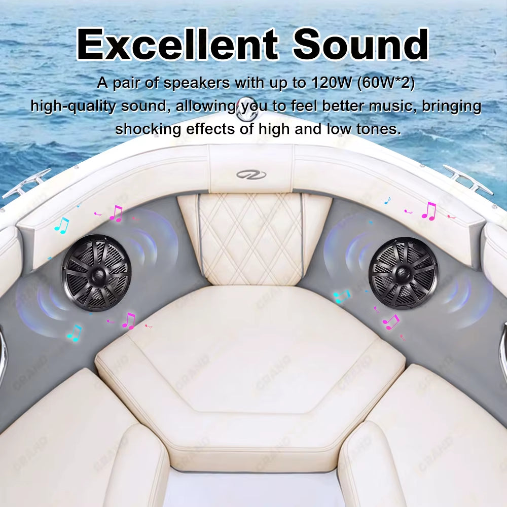 6.5 Inch 1PCS 60W Marine Speakers Waterproof Weather Resistant Stereo Boat Speakers for Yachts Golf Cart ATV UTV Ship Sauna