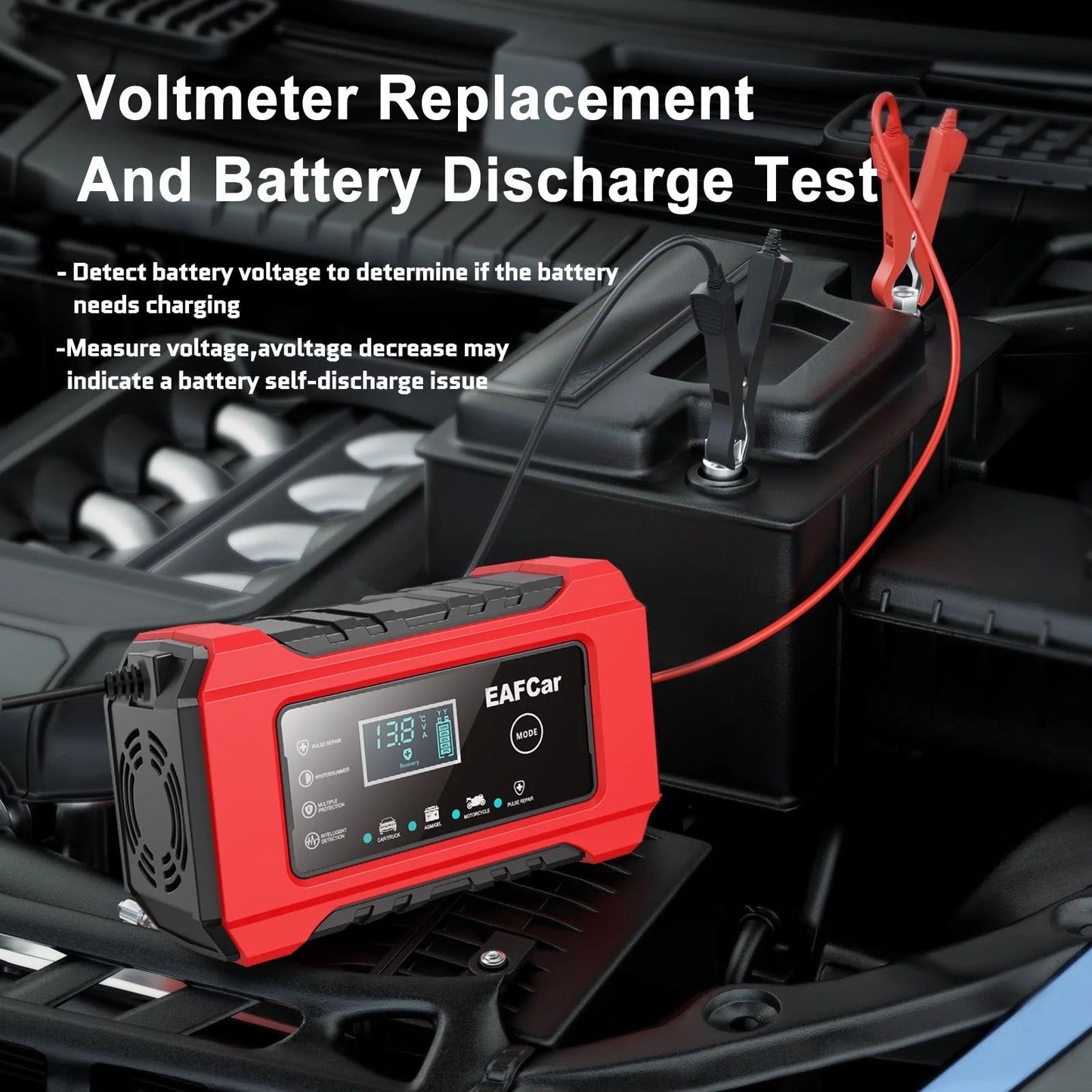 Car Battery Charger 12V Automotive, 6-Amp Fully Automatic Smart Charger, Trickle Charger and Maintainer, Car Battery Repair and Desulfator for Cars Boat Motorcycle Lawn Mower RV ATV SUV Snowmobile