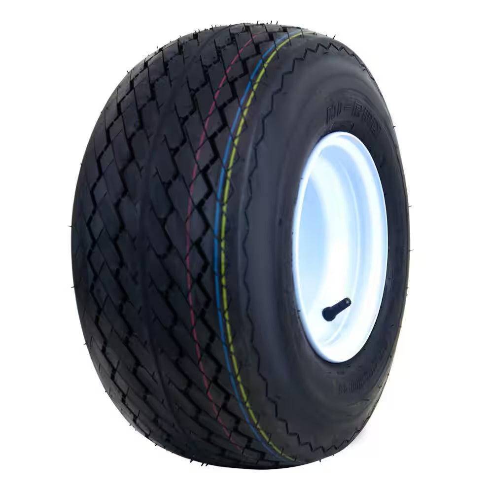 18 In. X 8.5 In.-8 4-Ply Golf Cart Tire Mounted on 8 In. X 7 In. 4-4.0 White Solid Wheel