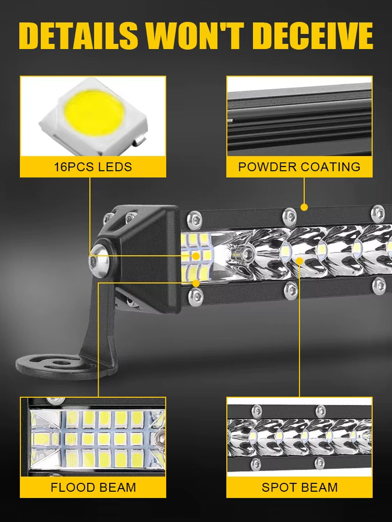Led Bar for Car 4X4 off Road Truck Driving Lights 12V 24V Fog Work Light 7 Inch Single Row Lightbar UTV ATV SUV Boat Tractor