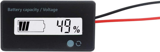 12V 24V 36V 48V Battery Meter, Voltage Indicator, Lead-Acid & Lithium Ion Battery Monitor, for Motorcycle Car Truck Vehicle Marine Boat Golf Cart Club Car - White