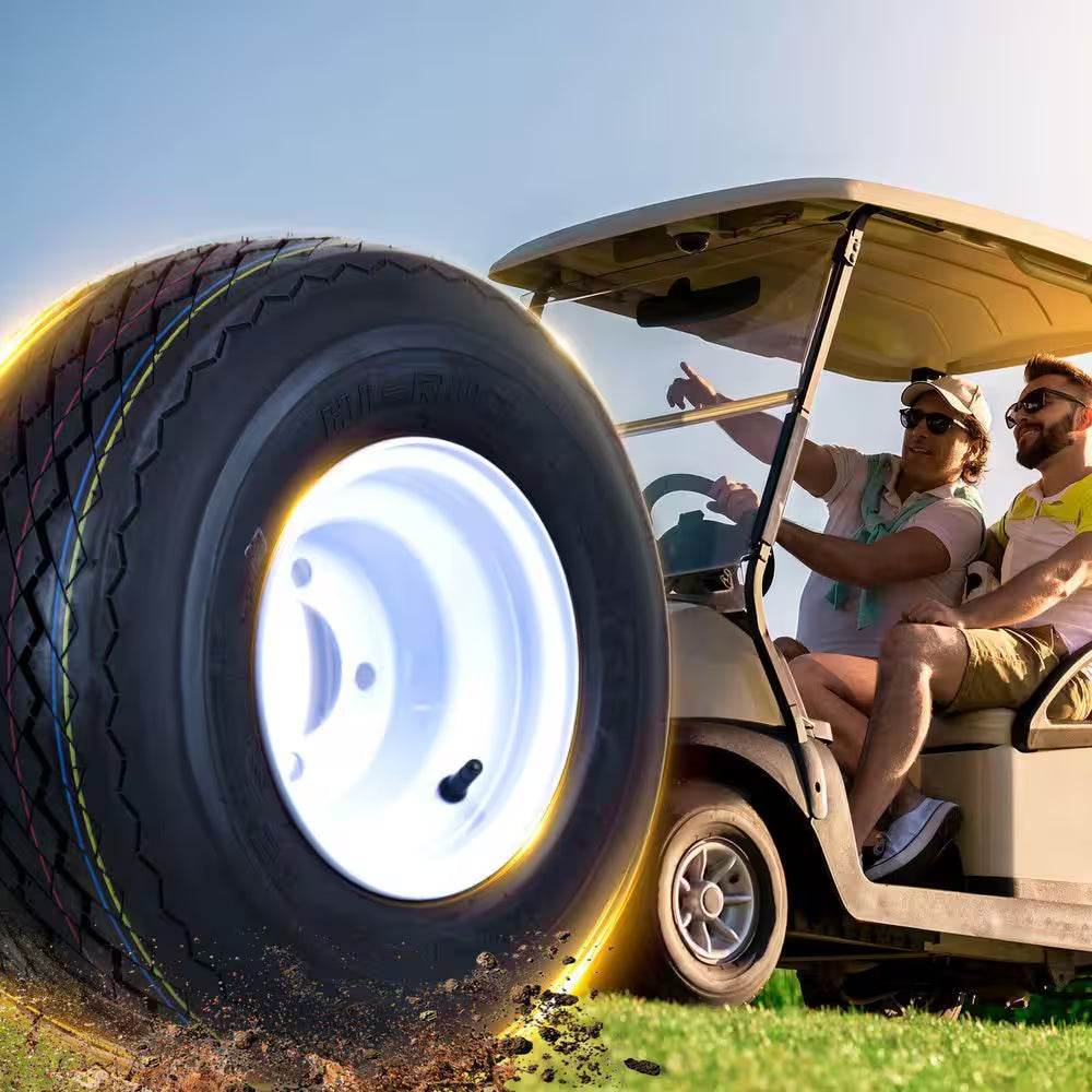 18 In. X 8.5 In.-8 4-Ply Golf Cart Tire Mounted on 8 In. X 7 In. 4-4.0 White Solid Wheel