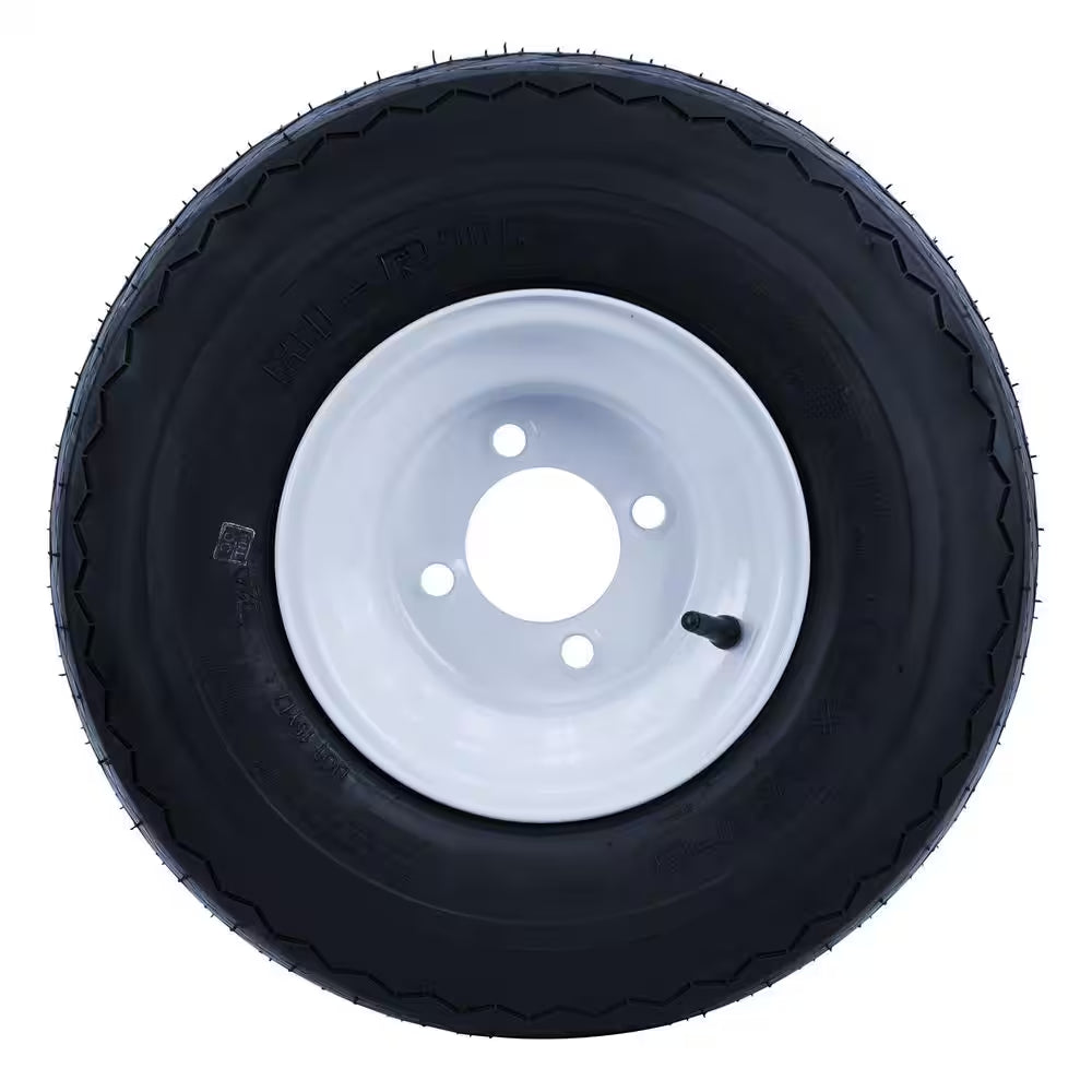 18 In. X 8.5 In.-8 4-Ply Golf Cart Tire Mounted on 8 In. X 7 In. 4-4.0 White Solid Wheel