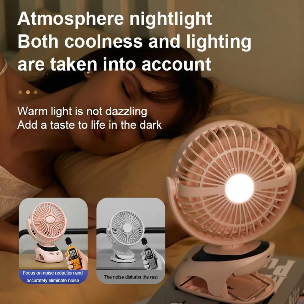 Small Desk Clip on Fan, Portable Personal USB Clip Fan for Home Office Travel Bed Stroller Camping Outdoor Golf Cart Fan